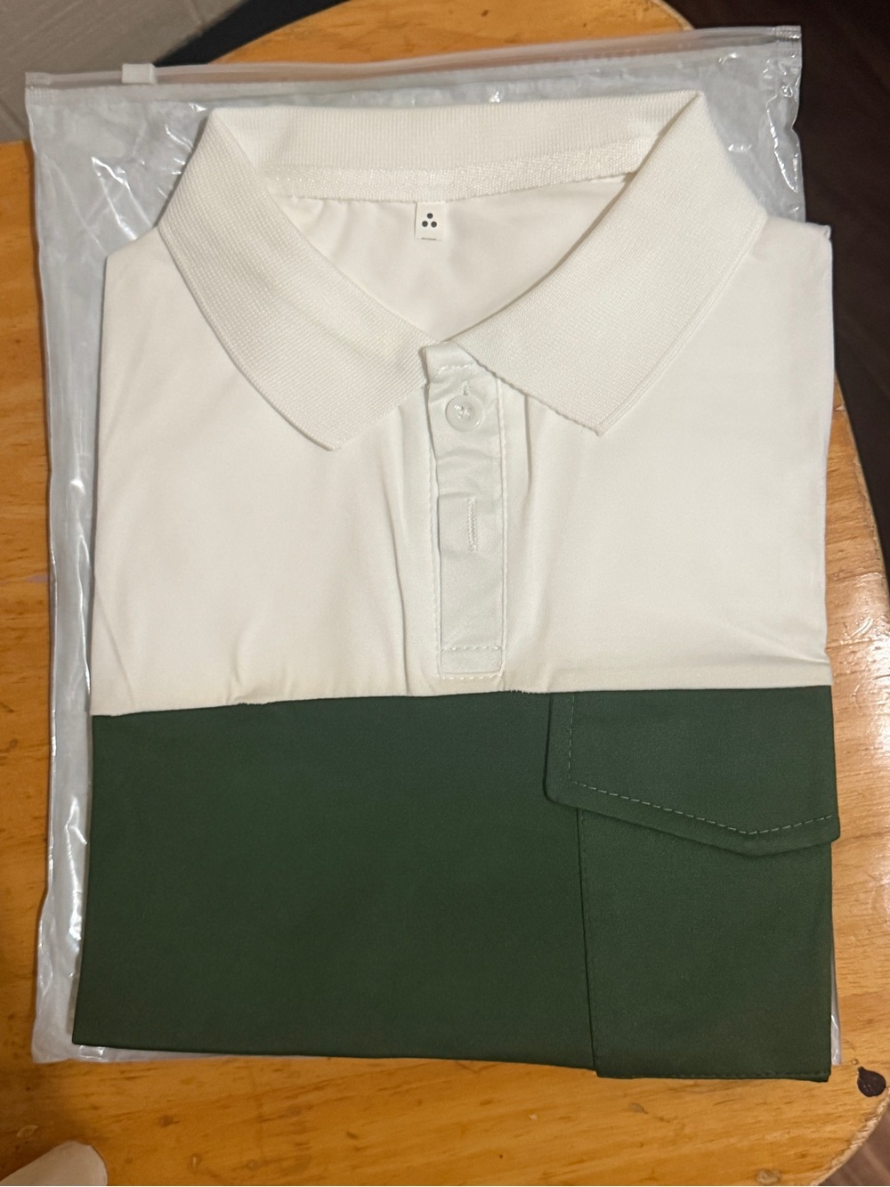 Men's Colorblock White and Dark Green Polo